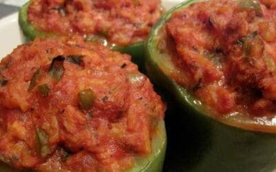 The Easiest Stuffed Peppers with Gluten Free Italian Pesto Blend Orzo